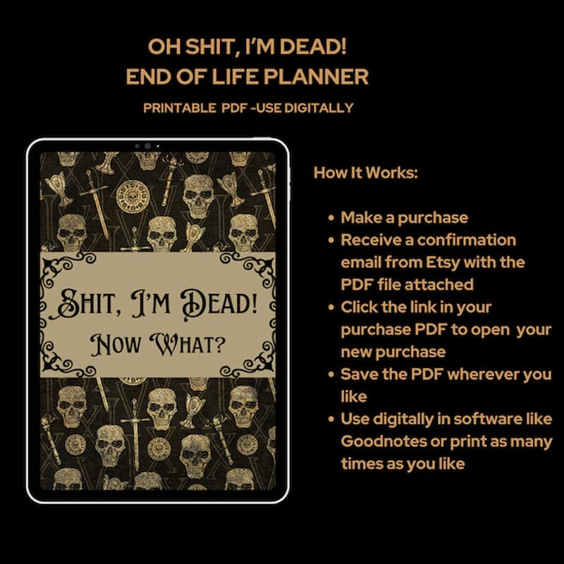 ๐ HalloweenGift: Sh*t, Iโm Dead! End of Life Planner - The Ultimate Spooky Gift! ๐๐ป