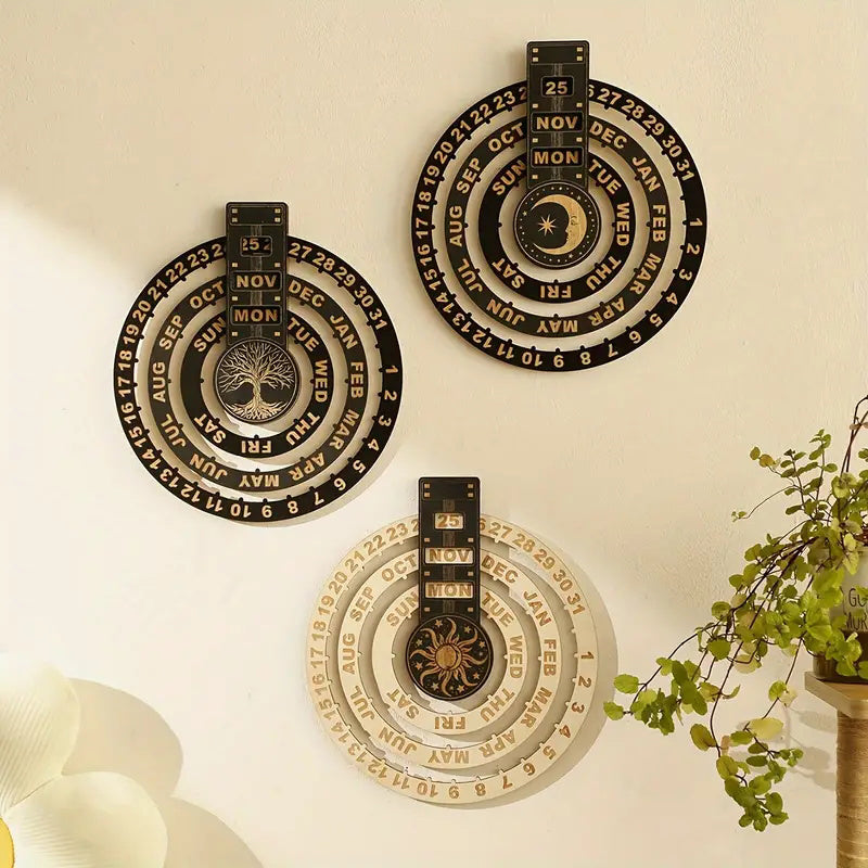 Cyclendar Circular Corflute Wooden Rotating Circular Perpetual Calendar – flownwing