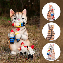 Load image into Gallery viewer, Cat Eating Gnomes Statue