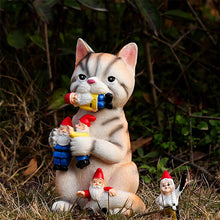 Load image into Gallery viewer, Cat Eating Gnomes Statue