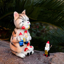 Load image into Gallery viewer, Cat Eating Gnomes Statue