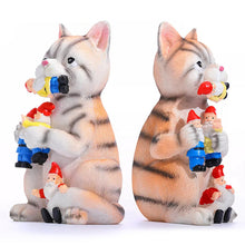 Load image into Gallery viewer, Cat Eating Gnomes Statue