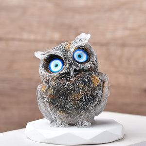 Natural Crystal Gravel Epoxy Owl Ornament