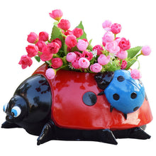 Load image into Gallery viewer, Metal Ladybug Flower Pot