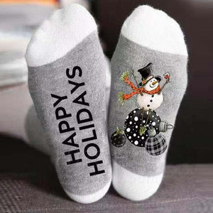 Christmas Alphabet Snowman Cotton Socks