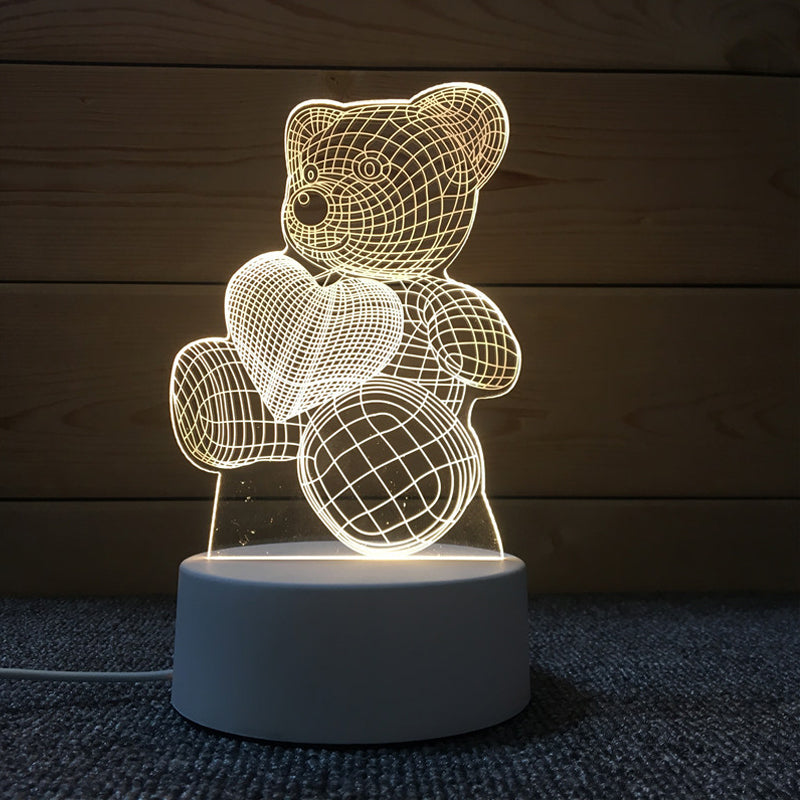 3D Love Bear Night Light