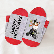 Load image into Gallery viewer, Christmas Alphabet Snowman Cotton Socks