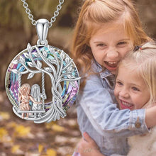 Load image into Gallery viewer, Tree of Life Sister on the Swing Cry-stal Pendant Necklace