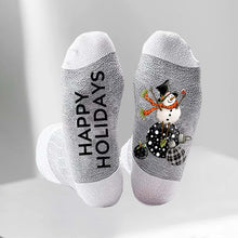 Load image into Gallery viewer, Christmas Alphabet Snowman Cotton Socks