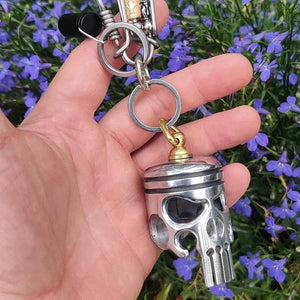Piston Art Skull Keychain