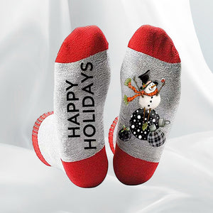 Christmas Alphabet Snowman Cotton Socks