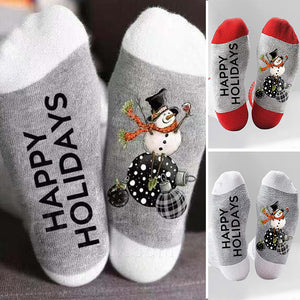 Christmas Alphabet Snowman Cotton Socks