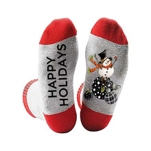 Load image into Gallery viewer, Christmas Alphabet Snowman Cotton Socks
